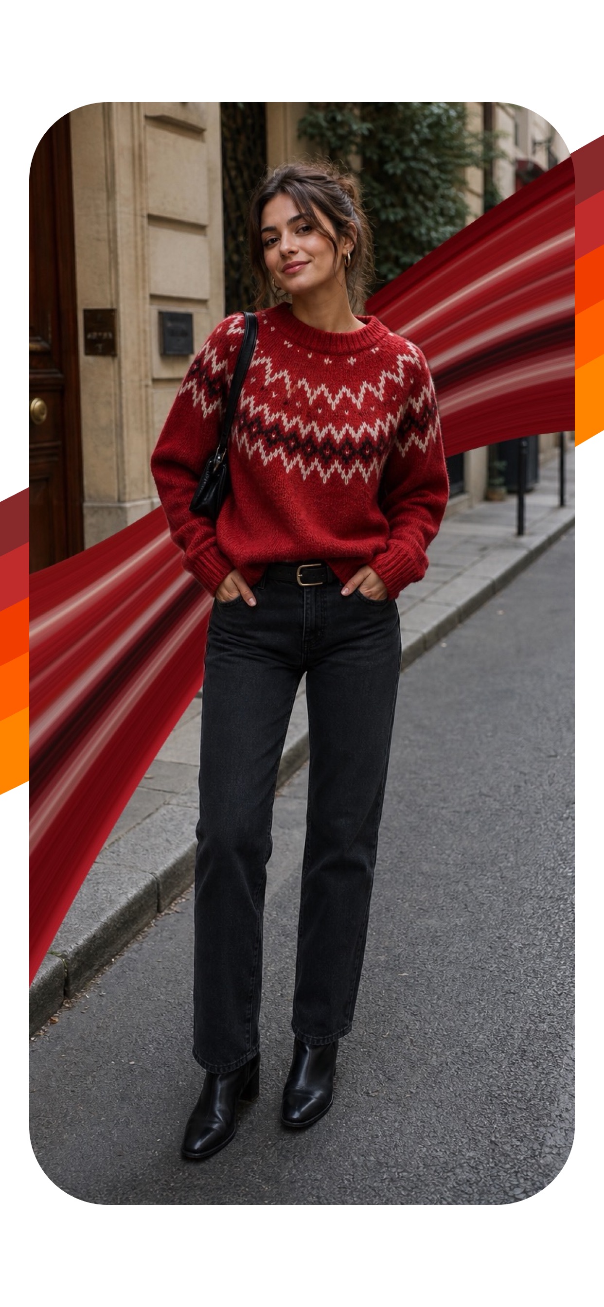 Surreal portrait with a red pixel stretch ribbon